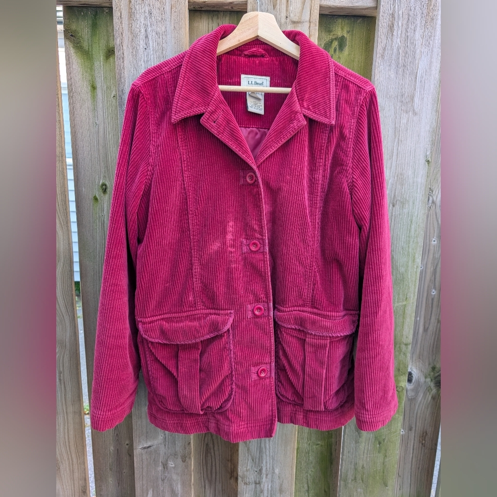 L.L. Bean Women's Magenta Corduroy Utility Jacket